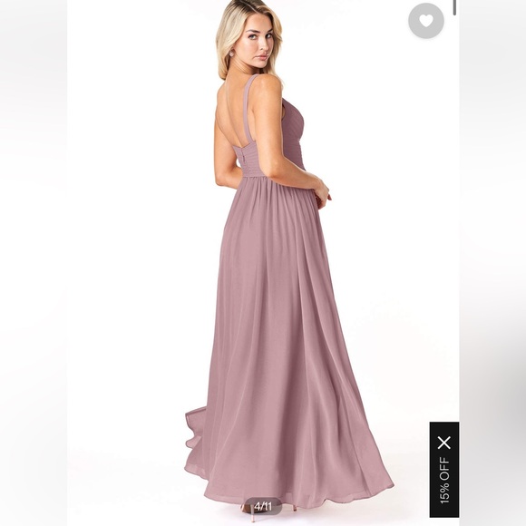 AZAZIE CHANEL Dress Dusty Rose Chiffon Floor Length Gown Prom Bridesmaid - Picture 3 of 10
